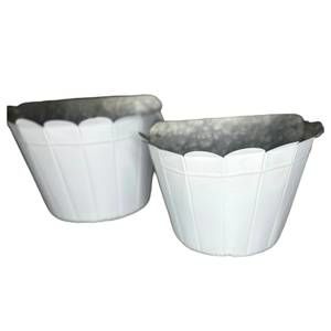 NEW VIP HOME & GARDEN metal wall buckets-set of 2 in white